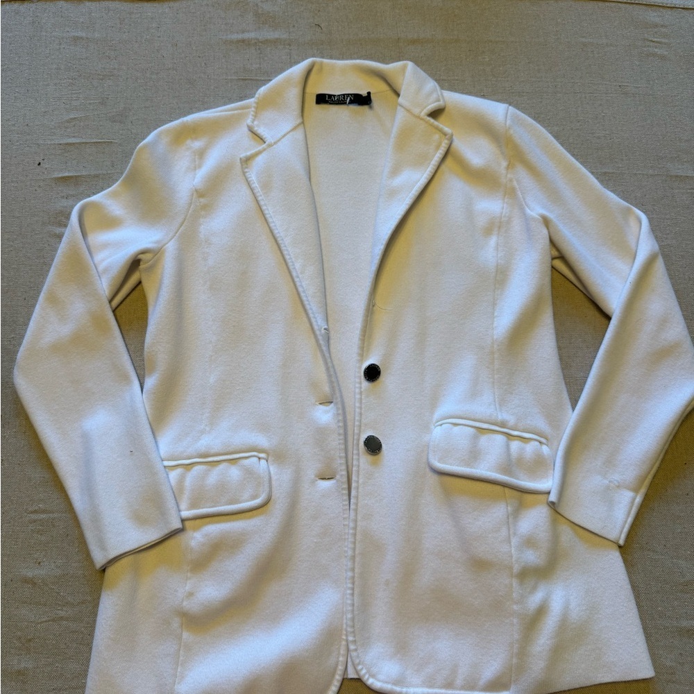 Vintage Lauren Ralph Lauren Women’s Winter Ivory Cotton Knit Blazer